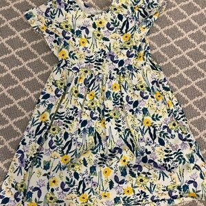 Lands End Floral Kids Dress in Yellow and Blue Size Medium 8